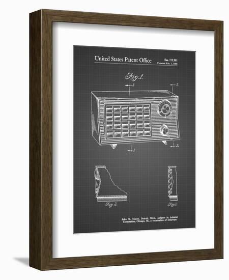 PP1126-Black Grid Vintage Table Radio Patent Poster-Cole Borders-Framed Giclee Print