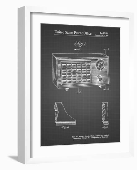 PP1126-Black Grid Vintage Table Radio Patent Poster-Cole Borders-Framed Giclee Print