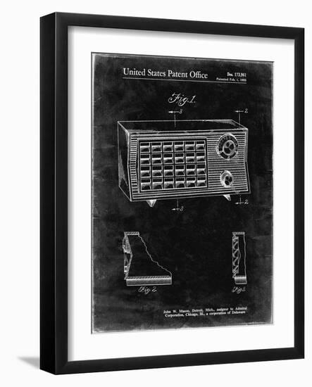PP1126-Black Grunge Vintage Table Radio Patent Poster-Cole Borders-Framed Giclee Print