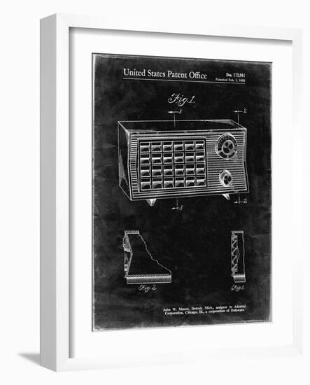 PP1126-Black Grunge Vintage Table Radio Patent Poster-Cole Borders-Framed Giclee Print