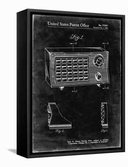 PP1126-Black Grunge Vintage Table Radio Patent Poster-Cole Borders-Framed Stretched Canvas