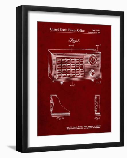 PP1126-Burgundy Vintage Table Radio Patent Poster-Cole Borders-Framed Giclee Print