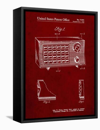 PP1126-Burgundy Vintage Table Radio Patent Poster-Cole Borders-Framed Stretched Canvas