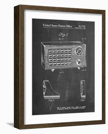 PP1126-Chalkboard Vintage Table Radio Patent Poster-Cole Borders-Framed Giclee Print