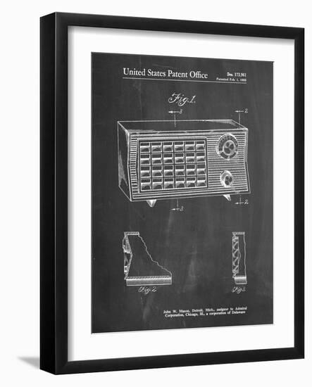 PP1126-Chalkboard Vintage Table Radio Patent Poster-Cole Borders-Framed Giclee Print
