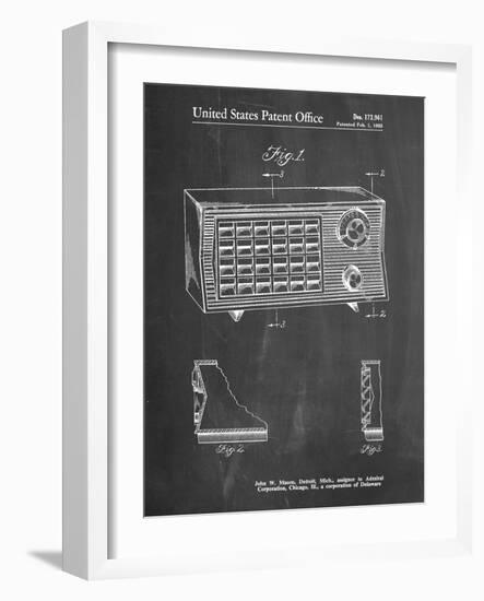 PP1126-Chalkboard Vintage Table Radio Patent Poster-Cole Borders-Framed Giclee Print