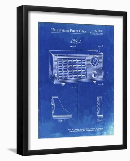 PP1126-Faded Blueprint Vintage Table Radio Patent Poster-Cole Borders-Framed Giclee Print