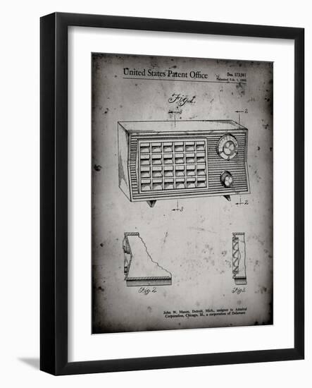 PP1126-Faded Grey Vintage Table Radio Patent Poster-Cole Borders-Framed Giclee Print