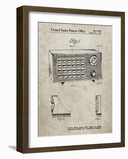 PP1126-Sandstone Vintage Table Radio Patent Poster-Cole Borders-Framed Giclee Print