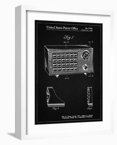 PP1126-Vintage Black Vintage Table Radio Patent Poster-Cole Borders-Framed Giclee Print