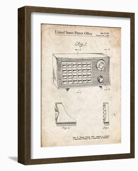 PP1126-Vintage Parchment Vintage Table Radio Patent Poster-Cole Borders-Framed Giclee Print