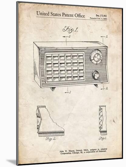 PP1126-Vintage Parchment Vintage Table Radio Patent Poster-Cole Borders-Mounted Giclee Print