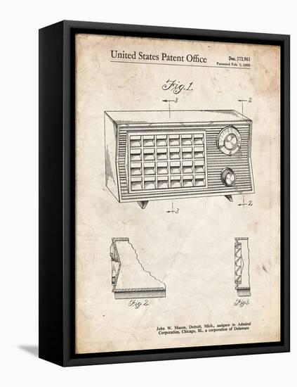 PP1126-Vintage Parchment Vintage Table Radio Patent Poster-Cole Borders-Framed Stretched Canvas