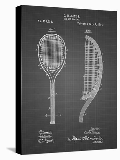 PP1127-Black Grid Vintage Tennis Racket 1891 Patent Poster-Cole Borders-Stretched Canvas