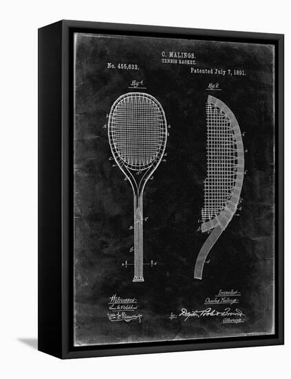 PP1127-Black Grunge Vintage Tennis Racket 1891 Patent Poster-Cole Borders-Framed Stretched Canvas