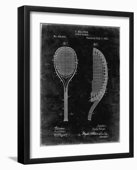 PP1127-Black Grunge Vintage Tennis Racket 1891 Patent Poster-Cole Borders-Framed Giclee Print