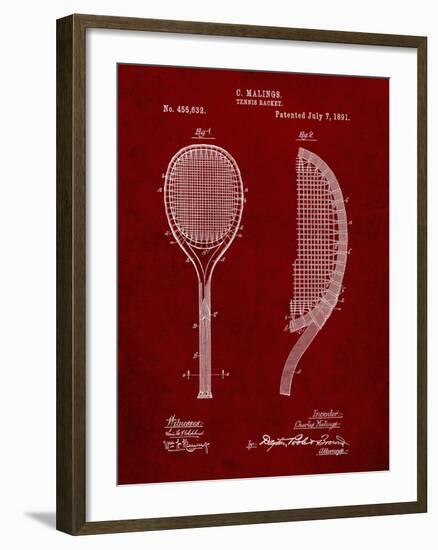 PP1127-Burgundy Vintage Tennis Racket 1891 Patent Poster-Cole Borders-Framed Giclee Print