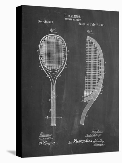 PP1127-Chalkboard Vintage Tennis Racket 1891 Patent Poster-Cole Borders-Stretched Canvas