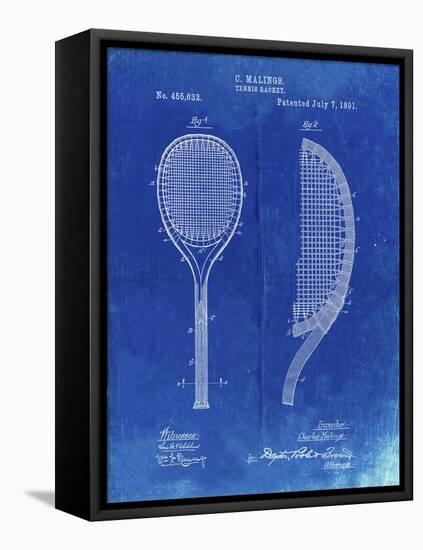 PP1127-Faded Blueprint Vintage Tennis Racket 1891 Patent Poster-Cole Borders-Framed Stretched Canvas