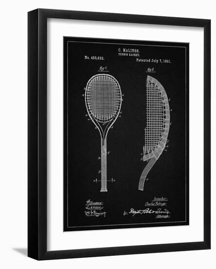 PP1127-Vintage Black Vintage Tennis Racket 1891 Patent Poster-Cole Borders-Framed Giclee Print