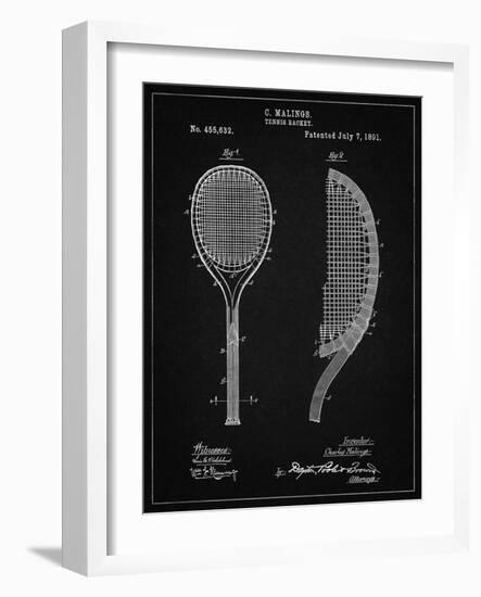 PP1127-Vintage Black Vintage Tennis Racket 1891 Patent Poster-Cole Borders-Framed Giclee Print