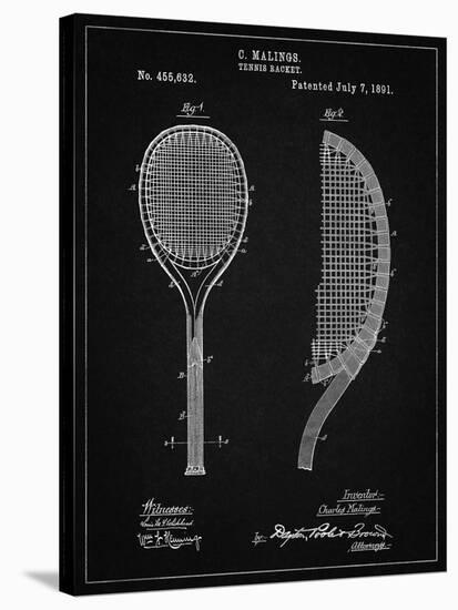 PP1127-Vintage Black Vintage Tennis Racket 1891 Patent Poster-Cole Borders-Stretched Canvas