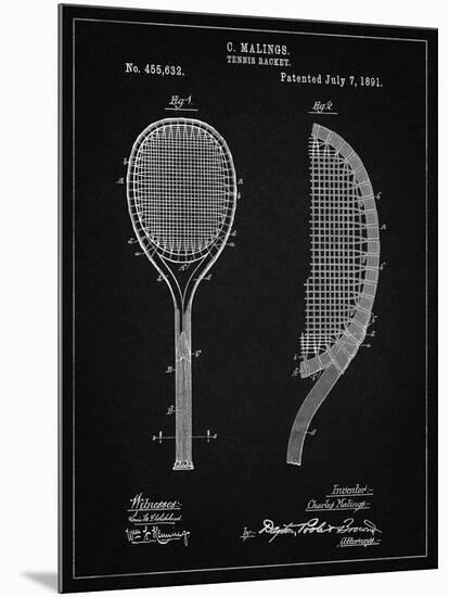 PP1127-Vintage Black Vintage Tennis Racket 1891 Patent Poster-Cole Borders-Mounted Giclee Print