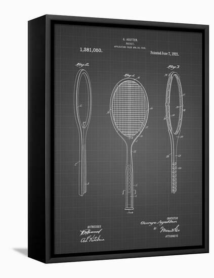 PP1128-Black Grid Vintage Tennis Racket Patent Poster-Cole Borders-Framed Stretched Canvas