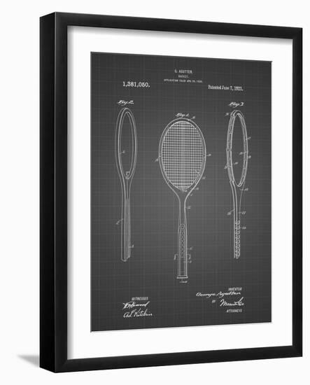 PP1128-Black Grid Vintage Tennis Racket Patent Poster-Cole Borders-Framed Giclee Print