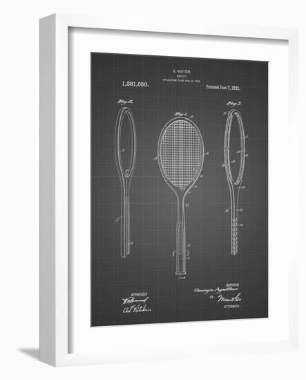 PP1128-Black Grid Vintage Tennis Racket Patent Poster-Cole Borders-Framed Giclee Print