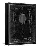 PP1128-Black Grunge Vintage Tennis Racket Patent Poster-Cole Borders-Framed Stretched Canvas
