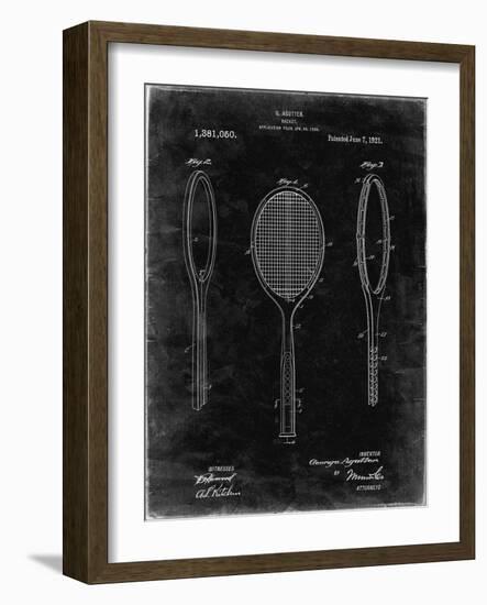 PP1128-Black Grunge Vintage Tennis Racket Patent Poster-Cole Borders-Framed Giclee Print