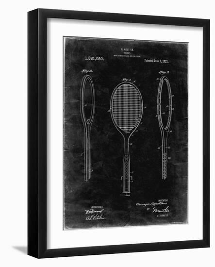 PP1128-Black Grunge Vintage Tennis Racket Patent Poster-Cole Borders-Framed Giclee Print