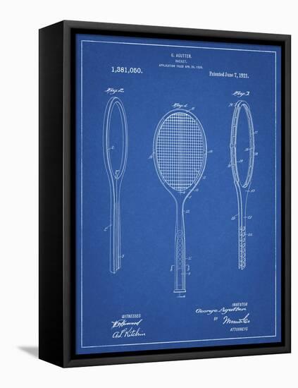 PP1128-Blueprint Vintage Tennis Racket Patent Poster-Cole Borders-Framed Stretched Canvas