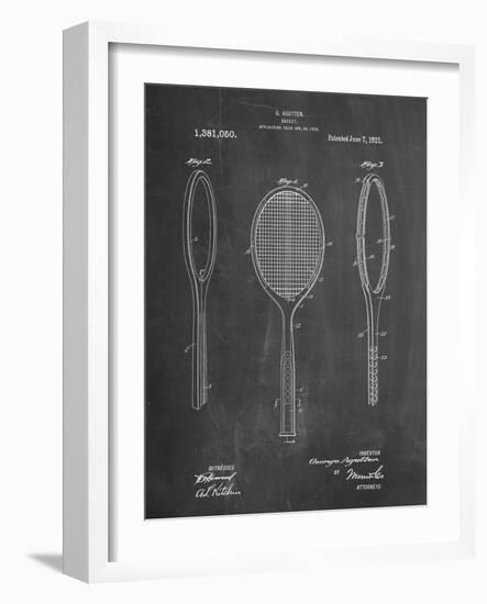 PP1128-Chalkboard Vintage Tennis Racket Patent Poster-Cole Borders-Framed Giclee Print