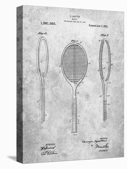 PP1128-Slate Vintage Tennis Racket Patent Poster-Cole Borders-Stretched Canvas