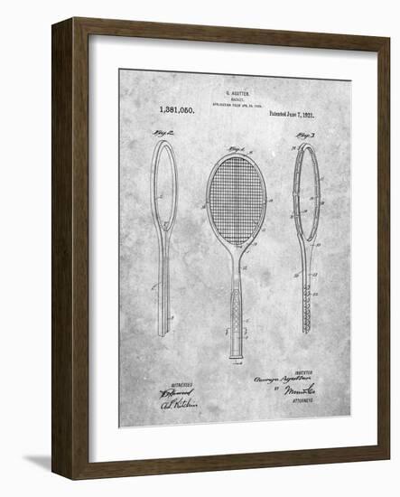 PP1128-Slate Vintage Tennis Racket Patent Poster-Cole Borders-Framed Giclee Print