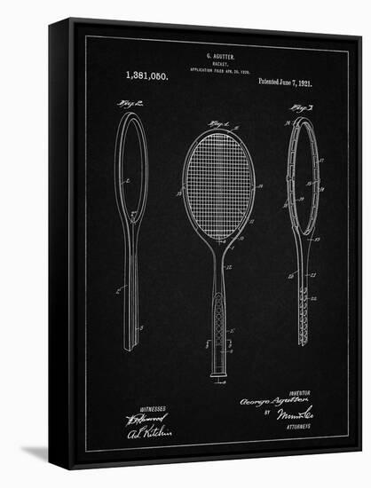 PP1128-Vintage Black Vintage Tennis Racket Patent Poster-Cole Borders-Framed Stretched Canvas