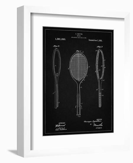 PP1128-Vintage Black Vintage Tennis Racket Patent Poster-Cole Borders-Framed Giclee Print