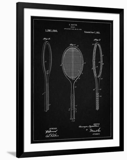 PP1128-Vintage Black Vintage Tennis Racket Patent Poster-Cole Borders-Framed Giclee Print