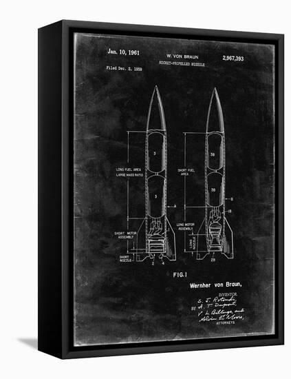 PP1129-Black Grunge Von Braun Rocket Missile Patent Poster-Cole Borders-Framed Stretched Canvas