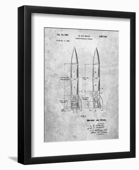 PP1129-Slate Von Braun Rocket Missile Patent Poster-Cole Borders-Framed Giclee Print