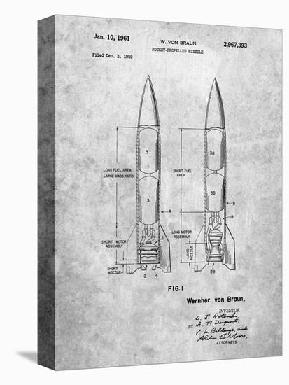 PP1129-Slate Von Braun Rocket Missile Patent Poster-Cole Borders-Stretched Canvas