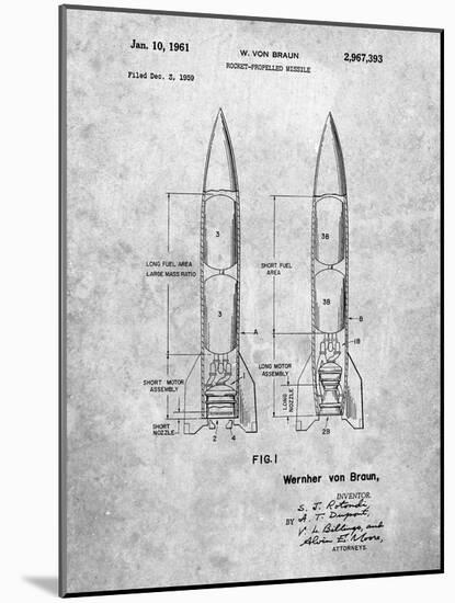 PP1129-Slate Von Braun Rocket Missile Patent Poster-Cole Borders-Mounted Giclee Print