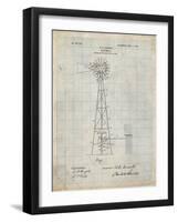 PP1137-Antique Grid Parchment Windmill 1906 Patent Poster-Cole Borders-Framed Giclee Print