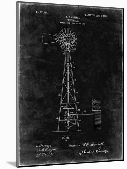 PP1137-Black Grunge Windmill 1906 Patent Poster-Cole Borders-Mounted Giclee Print