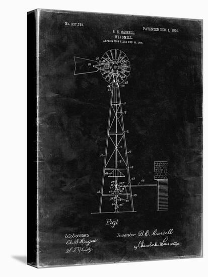 PP1137-Black Grunge Windmill 1906 Patent Poster-Cole Borders-Stretched Canvas