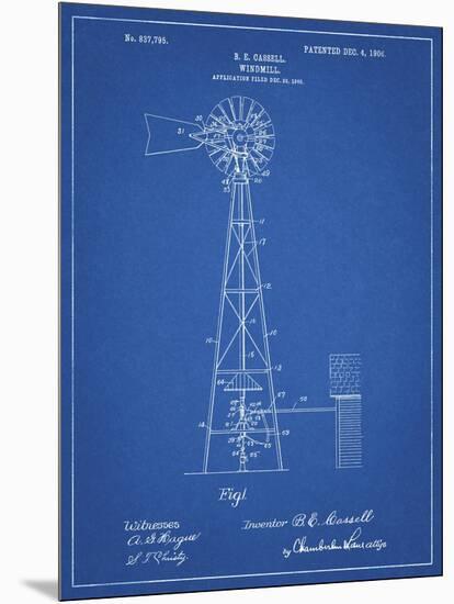 PP1137-Blueprint Windmill 1906 Patent Poster-Cole Borders-Mounted Giclee Print