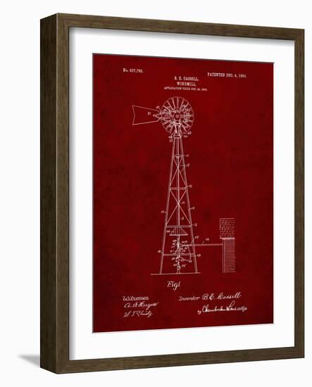 PP1137-Burgundy Windmill 1906 Patent Poster-Cole Borders-Framed Giclee Print