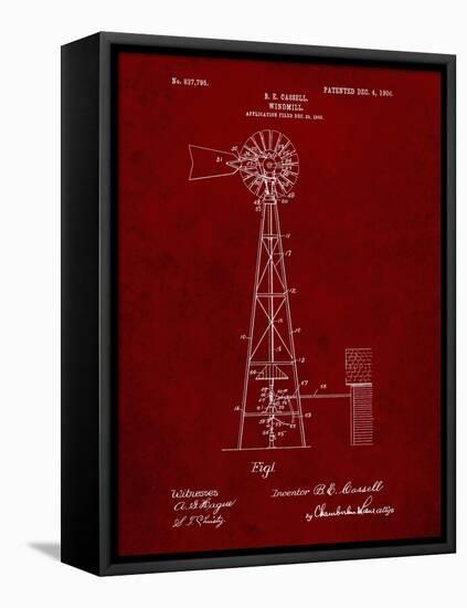 PP1137-Burgundy Windmill 1906 Patent Poster-Cole Borders-Framed Stretched Canvas